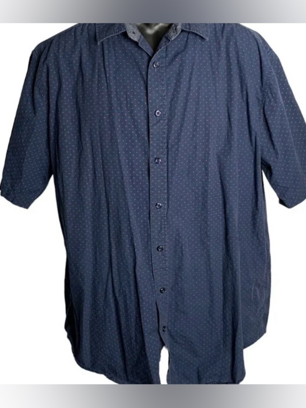 Men's Navy Micro-Dot Short-Sleeve Button-Down Shirt